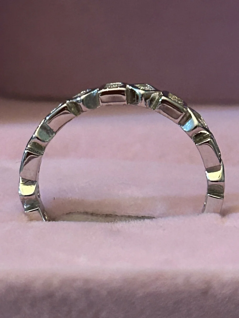 1.00CTW Moissanite Geometric Stackable Eternity Band Ring 925 Sterling Silver